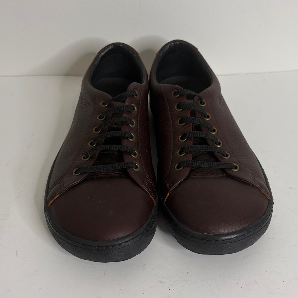 Men's Brown Leather Sneakers - Classic Casual Comfort - Picture 2 of 15